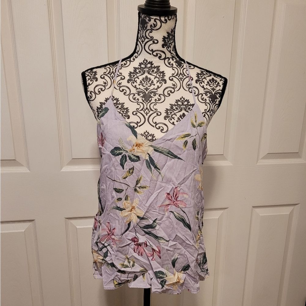 NWT Style Rack purple floral‎ Linen blend tank top